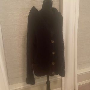 POL Black Eyelash Hooded Cardigan
